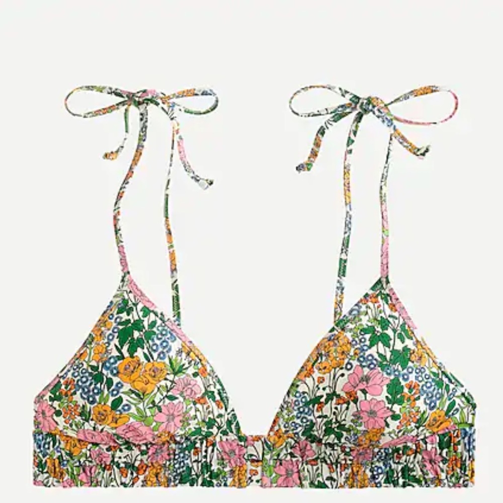 Tie-shoulder french bikini top Liberty Mini Floral